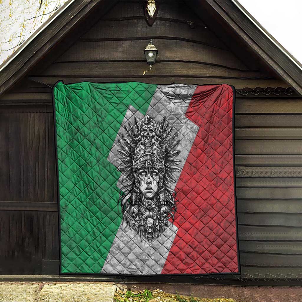 Mexico Aztec Warrior Goddess Quilt Aztec Tribal Skull Tricolor Armor