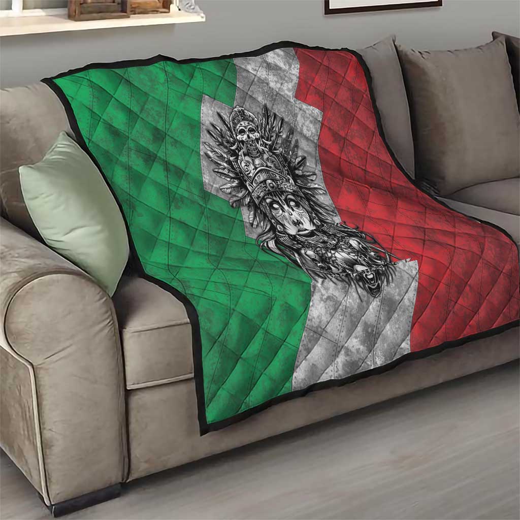 Mexico Aztec Warrior Goddess Quilt Aztec Tribal Skull Tricolor Armor