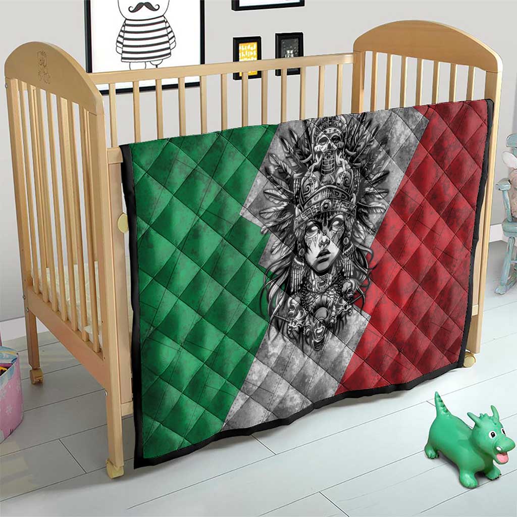 Mexico Aztec Warrior Goddess Quilt Aztec Tribal Skull Tricolor Armor
