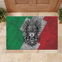 Mexico Aztec Warrior Goddess Rubber Doormat Aztec Tribal Skull Tricolor Armor