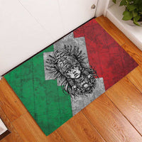 Mexico Aztec Warrior Goddess Rubber Doormat Aztec Tribal Skull Tricolor Armor