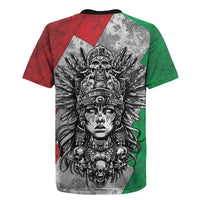 Mexico Aztec Warrior Goddess Rugby Jersey Aztec Tribal Skull Tricolor Armor