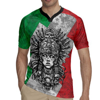 Mexico Aztec Warrior Goddess Rugby Jersey Aztec Tribal Skull Tricolor Armor