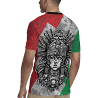 Mexico Aztec Warrior Goddess Rugby Jersey Aztec Tribal Skull Tricolor Armor