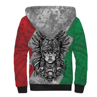 Mexico Aztec Warrior Goddess Sherpa Hoodie Aztec Tribal Skull Tricolor Armor