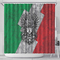 Mexico Aztec Warrior Goddess Shower Curtain Aztec Tribal Skull Tricolor Armor