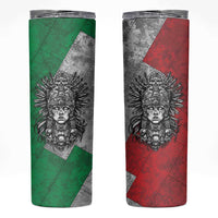Mexico Aztec Warrior Goddess Skinny Tumbler Aztec Tribal Skull Tricolor Armor
