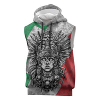 Mexico Aztec Warrior Goddess Sleeveless Hoodie Aztec Tribal Skull Tricolor Armor