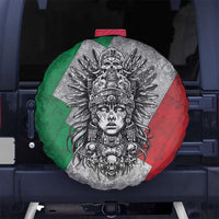 Mexico Aztec Warrior Goddess Spare Tire Cover Aztec Tribal Skull Tricolor Armor
