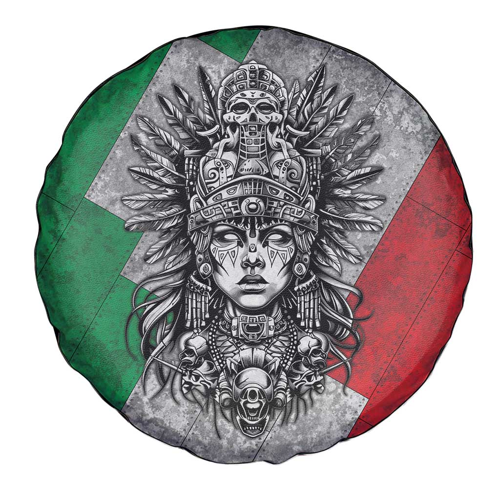 Mexico Aztec Warrior Goddess Spare Tire Cover Aztec Tribal Skull Tricolor Armor