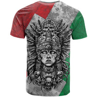 Mexico Aztec Warrior Goddess T Shirt Aztec Tribal Skull Tricolor Armor