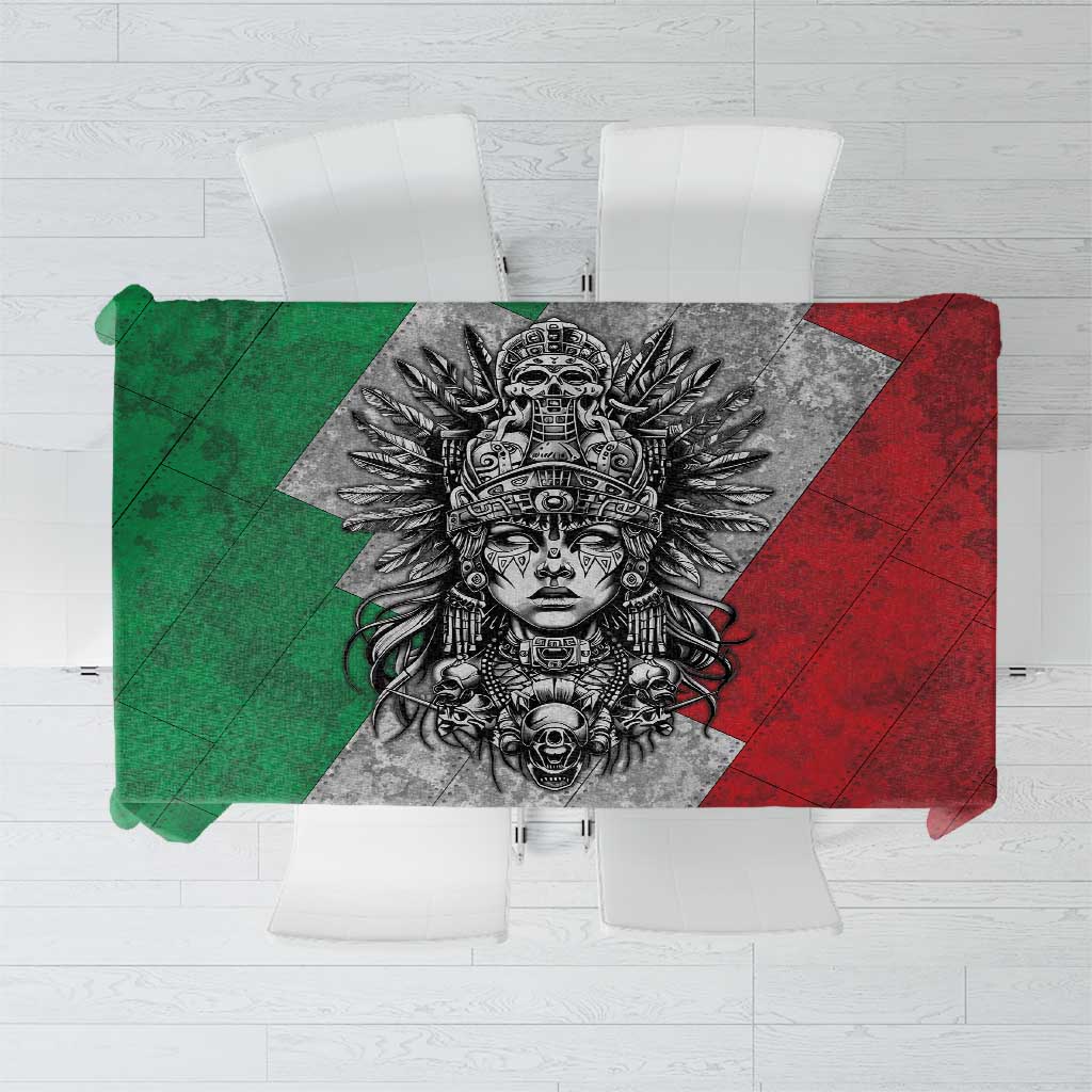 Mexico Aztec Warrior Goddess Tablecloth Aztec Tribal Skull Tricolor Armor