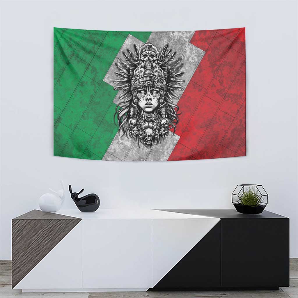 Mexico Aztec Warrior Goddess Tapestry Aztec Tribal Skull Tricolor Armor