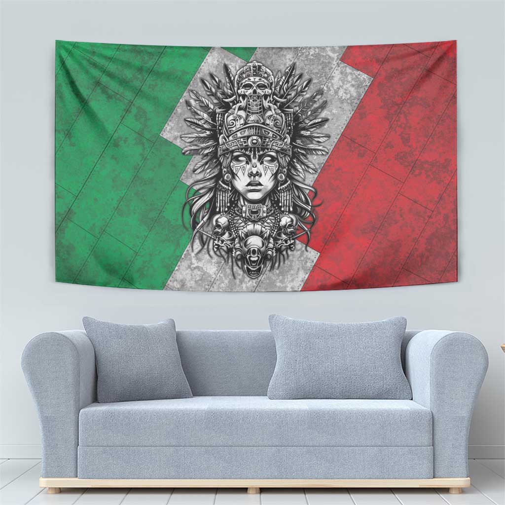 Mexico Aztec Warrior Goddess Tapestry Aztec Tribal Skull Tricolor Armor