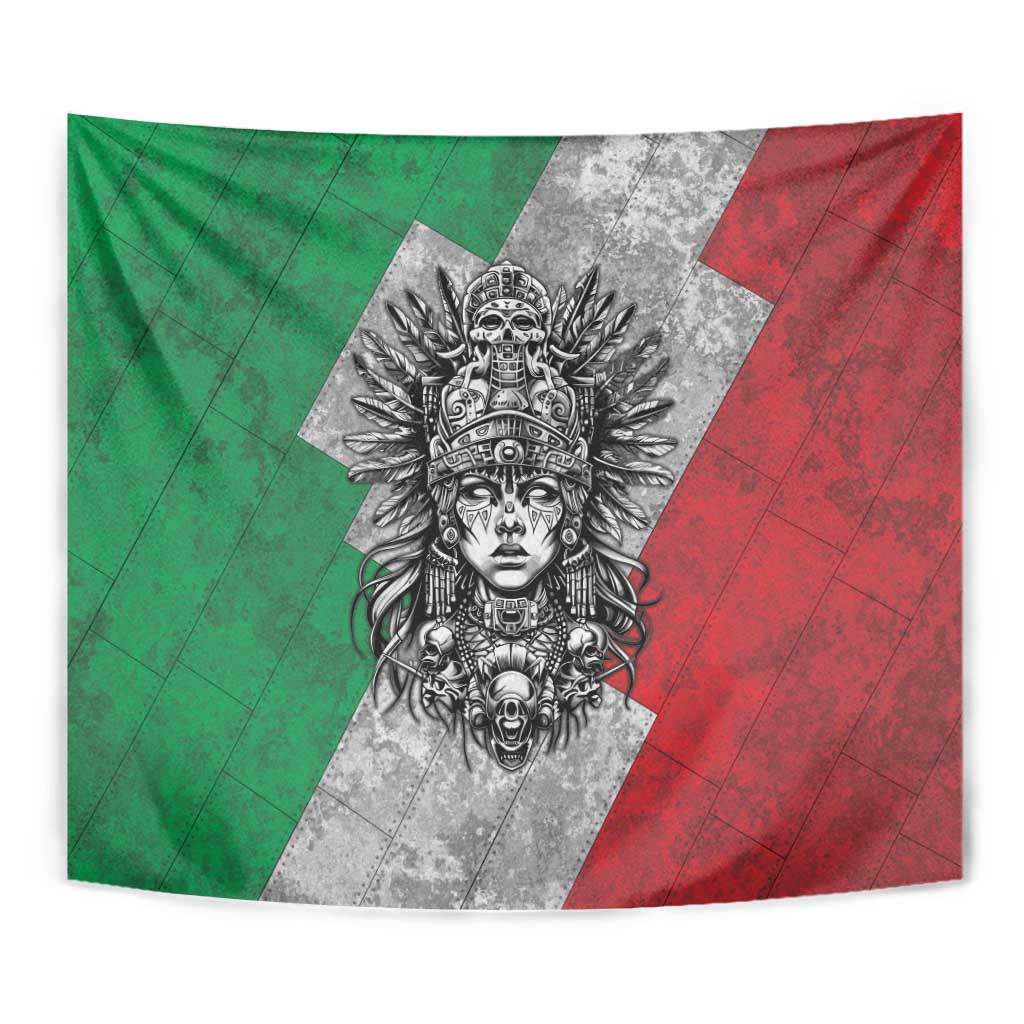 Mexico Aztec Warrior Goddess Tapestry Aztec Tribal Skull Tricolor Armor