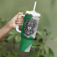 Mexico Aztec Warrior Goddess Tumbler With Handle Aztec Tribal Skull Tricolor Armor