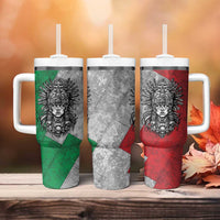 Mexico Aztec Warrior Goddess Tumbler With Handle Aztec Tribal Skull Tricolor Armor