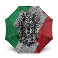 Mexico Aztec Warrior Goddess Umbrella Aztec Tribal Skull Tricolor Armor