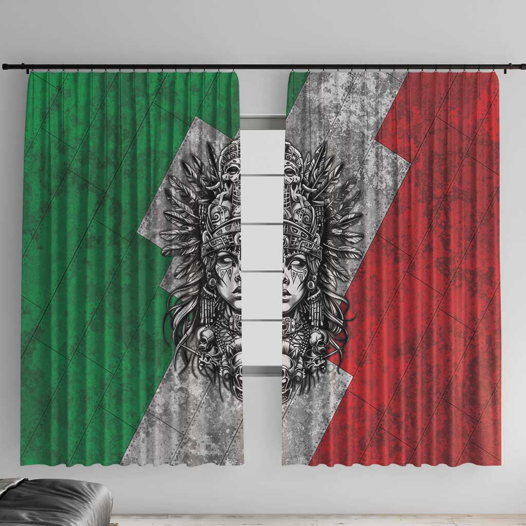 Mexico Aztec Warrior Goddess Window Curtain Aztec Tribal Skull Tricolor Armor