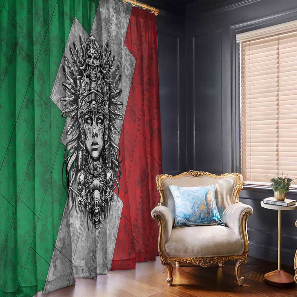 Mexico Aztec Warrior Goddess Window Curtain Aztec Tribal Skull Tricolor Armor