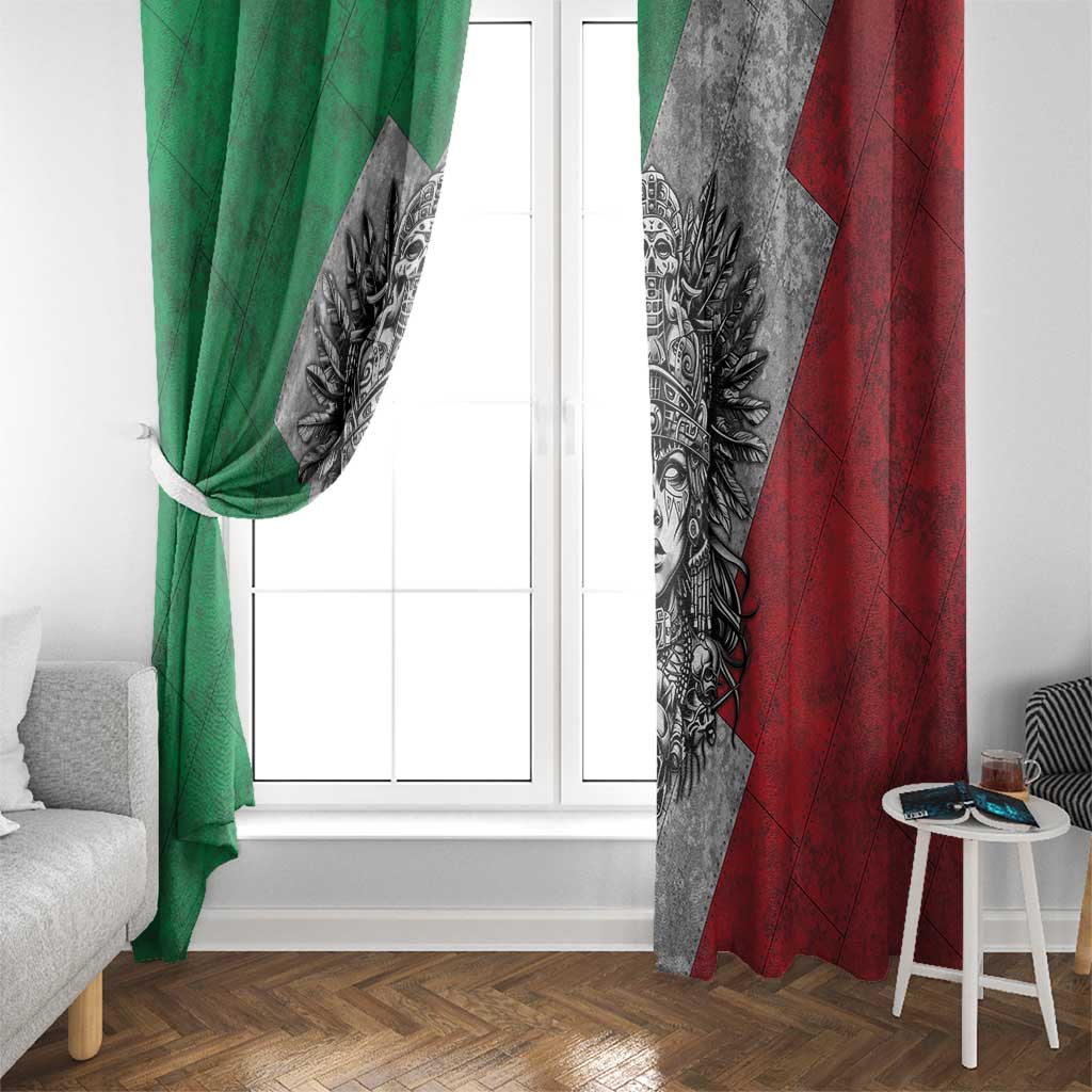 Mexico Aztec Warrior Goddess Window Curtain Aztec Tribal Skull Tricolor Armor