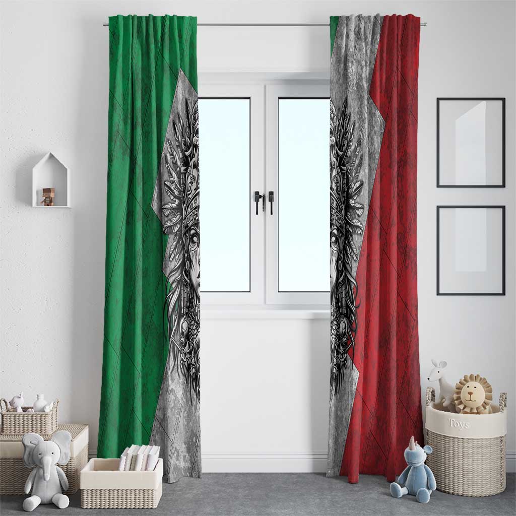 Mexico Aztec Warrior Goddess Window Curtain Aztec Tribal Skull Tricolor Armor