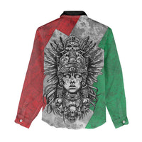 Mexico Aztec Warrior Goddess Women Casual Shirt Aztec Tribal Skull Tricolor Armor