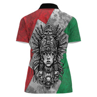 Mexico Aztec Warrior Goddess Women Polo Shirt Aztec Tribal Skull Tricolor Armor