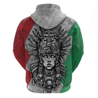Mexico Aztec Warrior Goddess Zip Hoodie Aztec Tribal Skull Tricolor Armor