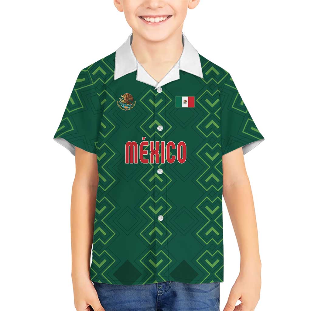 Custom Mexico Football Kid Hawaiian Shirt Go Champions Mexico