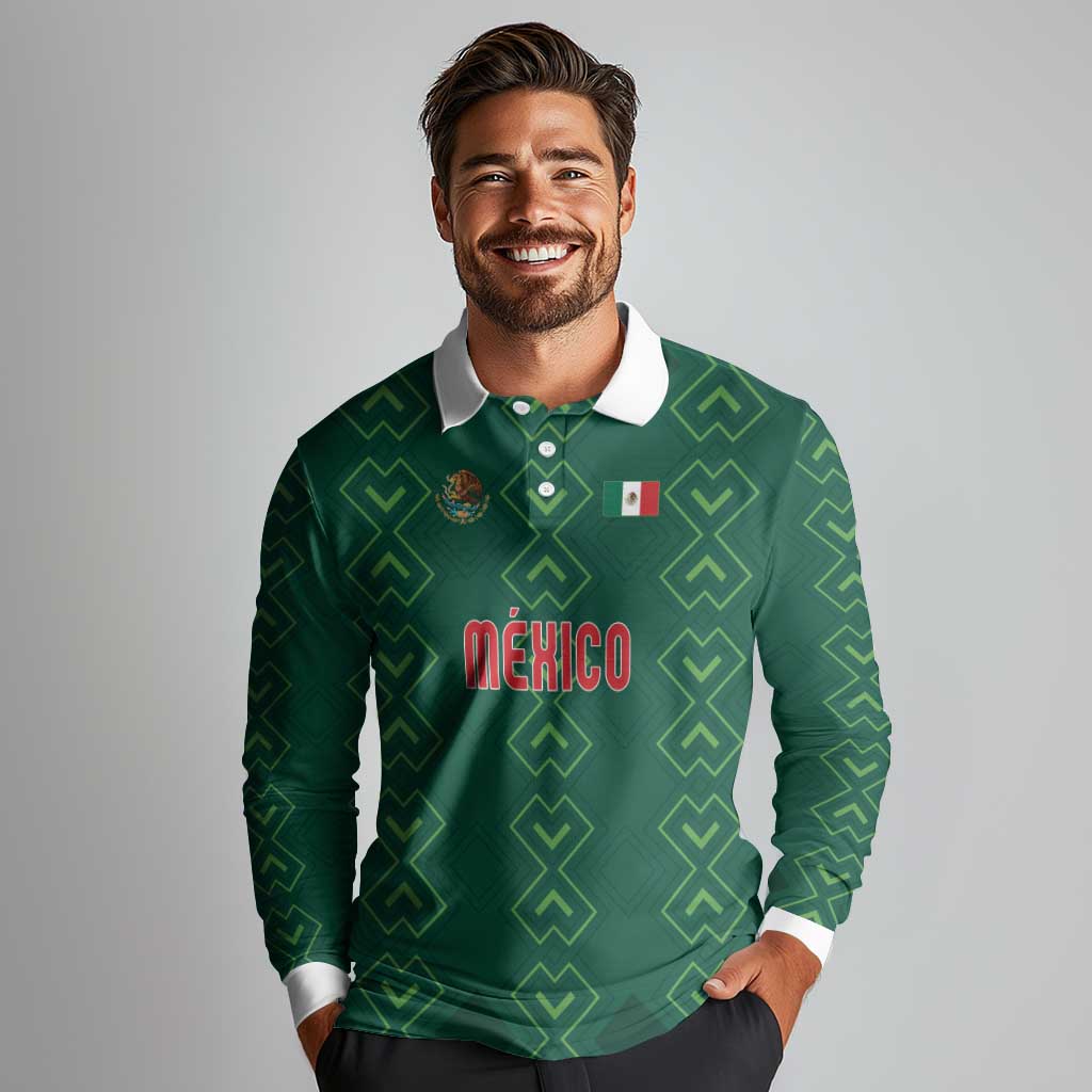 Custom Mexico Football Long Sleeve Polo Shirt Go Champions Mexico