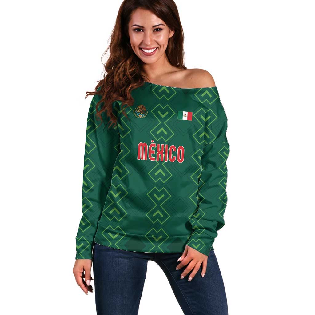Custom Mexico Football Off Shoulder Sweater Go Champions Mexico