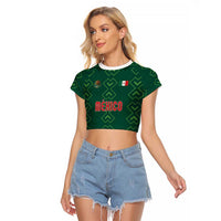 Custom Mexico Football Raglan Cropped T Shirt Go Champions Mexico