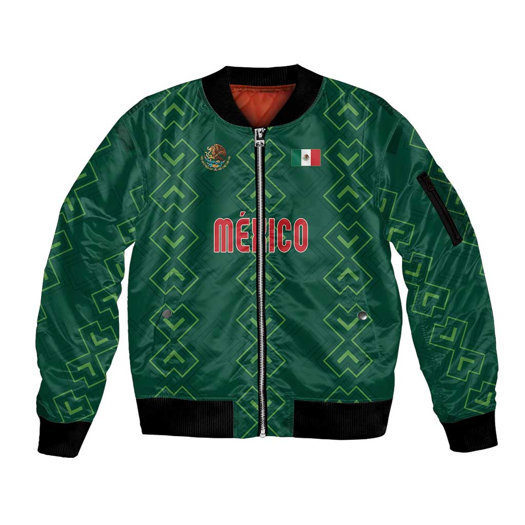 Custom Mexico Football Sleeve Zip Bomber Jacket Go Champions Mexico