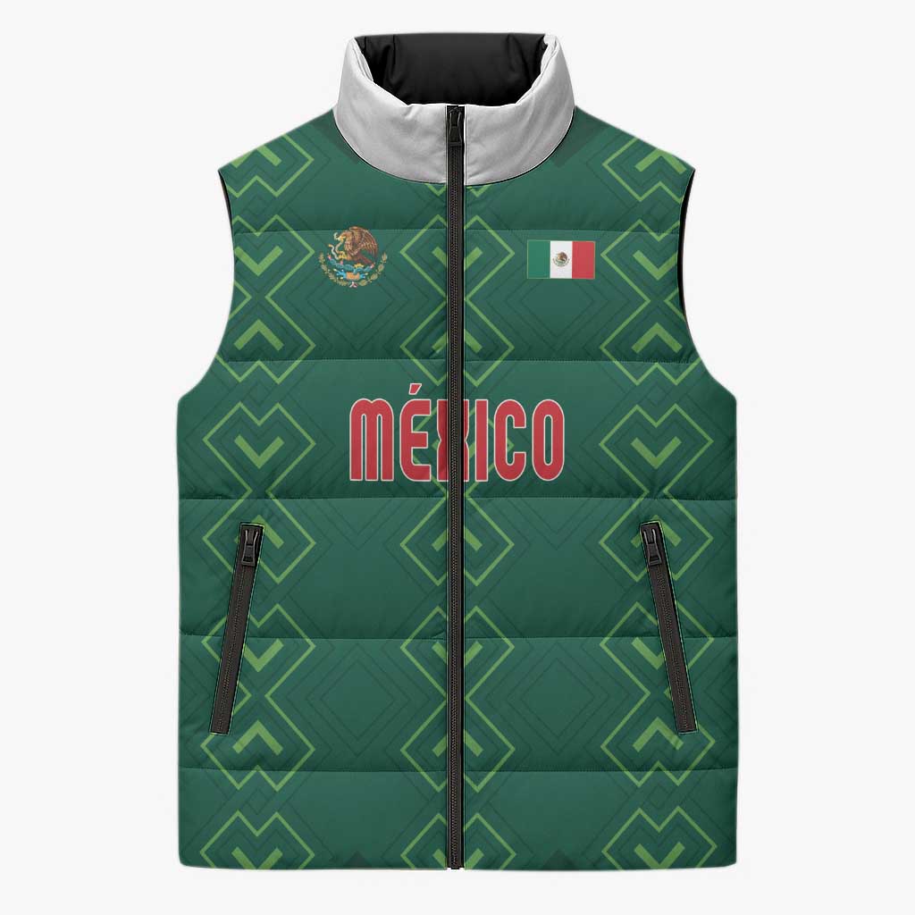 Custom Mexico Football Sleeveless Puffer Jacket Go Champions Mexico