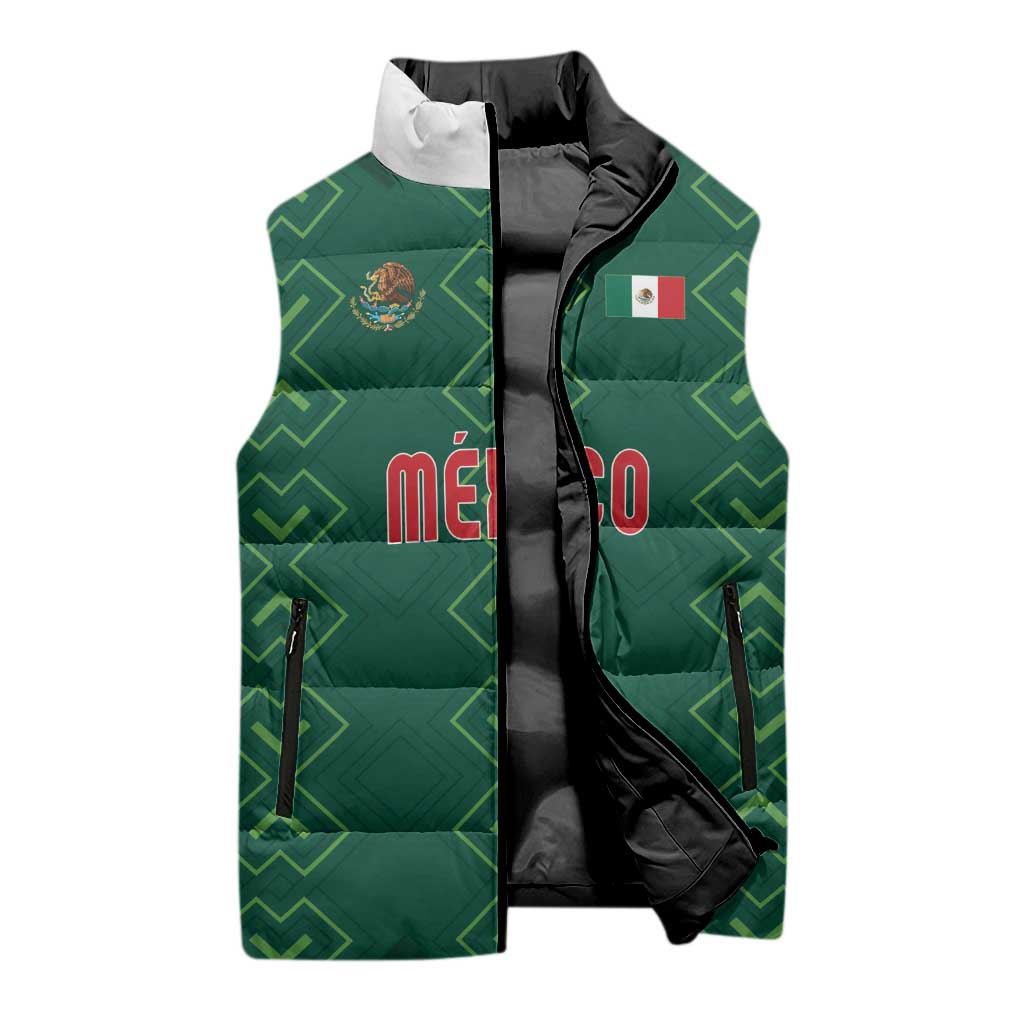 Custom Mexico Football Sleeveless Puffer Jacket Go Champions Mexico