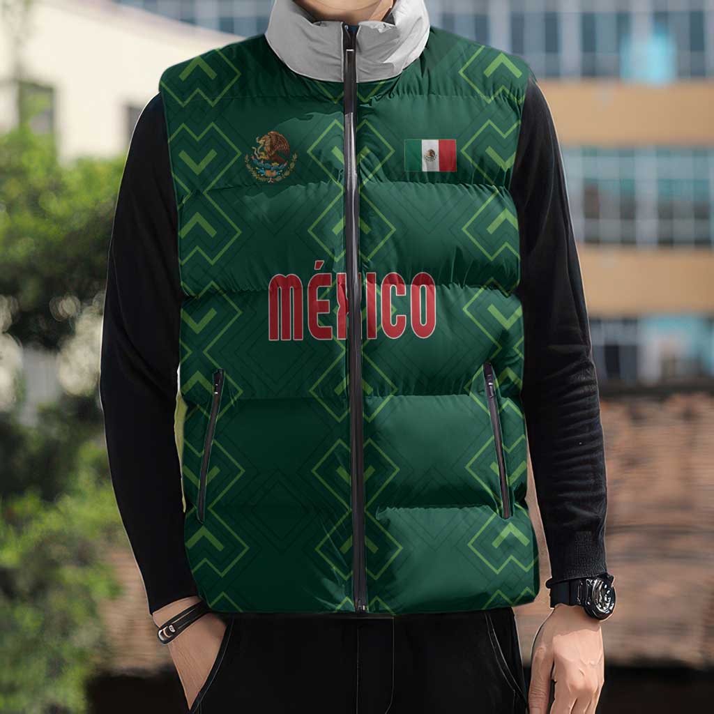 Custom Mexico Football Sleeveless Puffer Jacket Go Champions Mexico