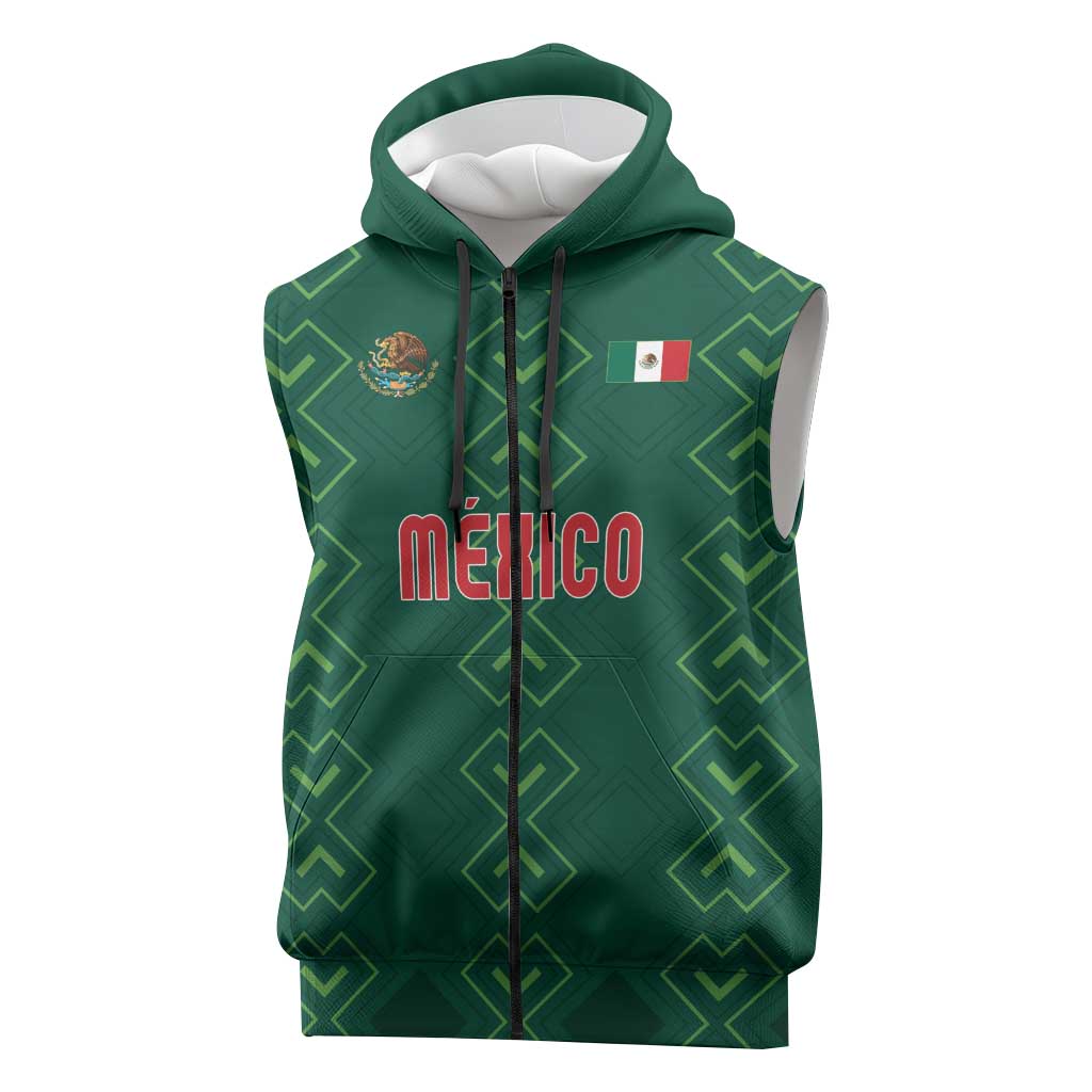 Custom Mexico Football Sleeveless Zip Hoodie Go Champions Mexico