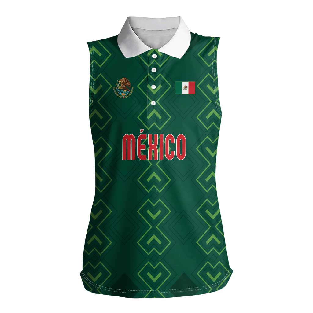 Custom Mexico Football Women Sleeveless Polo Shirt Go Champions Mexico
