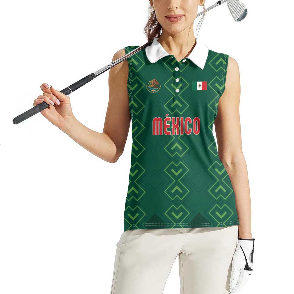 Custom Mexico Football Women Sleeveless Polo Shirt Go Champions Mexico
