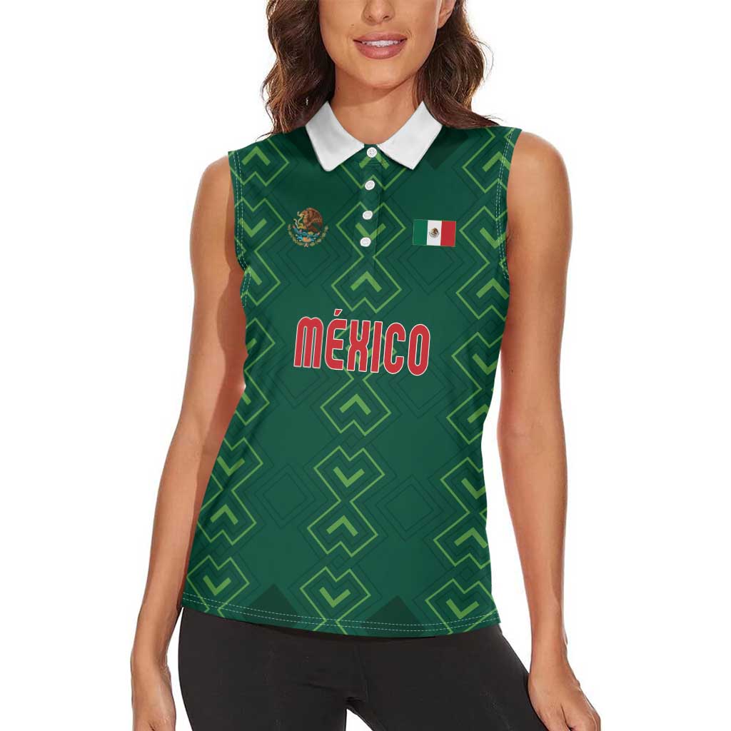 Custom Mexico Football Women Sleeveless Polo Shirt Go Champions Mexico