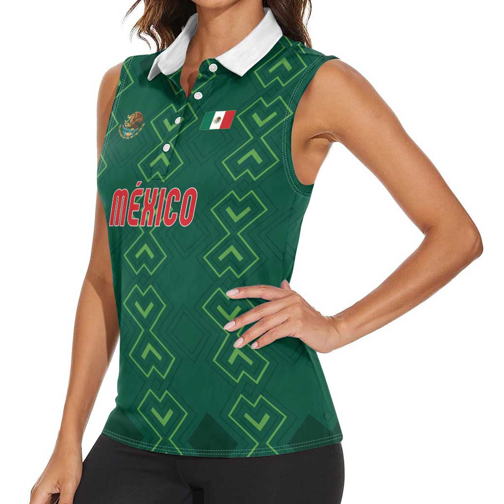 Custom Mexico Football Women Sleeveless Polo Shirt Go Champions Mexico
