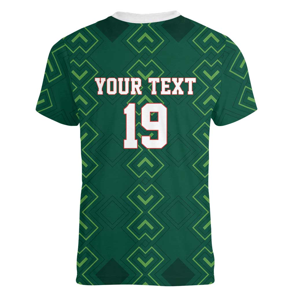 Custom Mexico Football Women V-Neck T-Shirt Go Champions Mexico