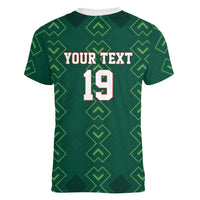 Custom Mexico Football Women V-Neck T-Shirt Go Champions Mexico
