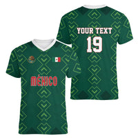 Custom Mexico Football Women V-Neck T-Shirt Go Champions Mexico
