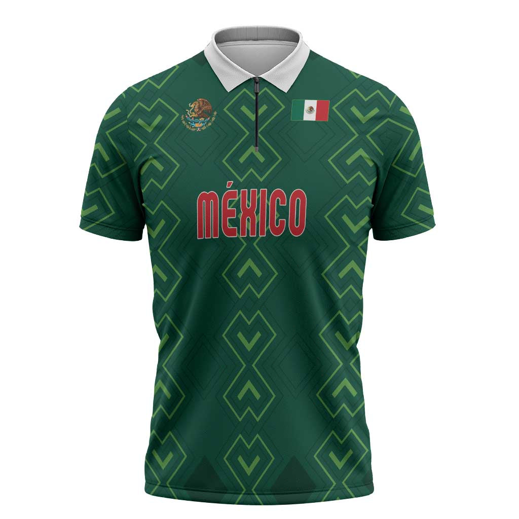 Custom Mexico Football Zipper Polo Shirt Go Champions Mexico