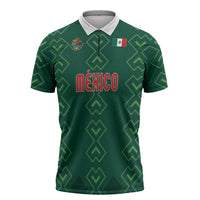 Custom Mexico Football Zipper Polo Shirt Go Champions Mexico