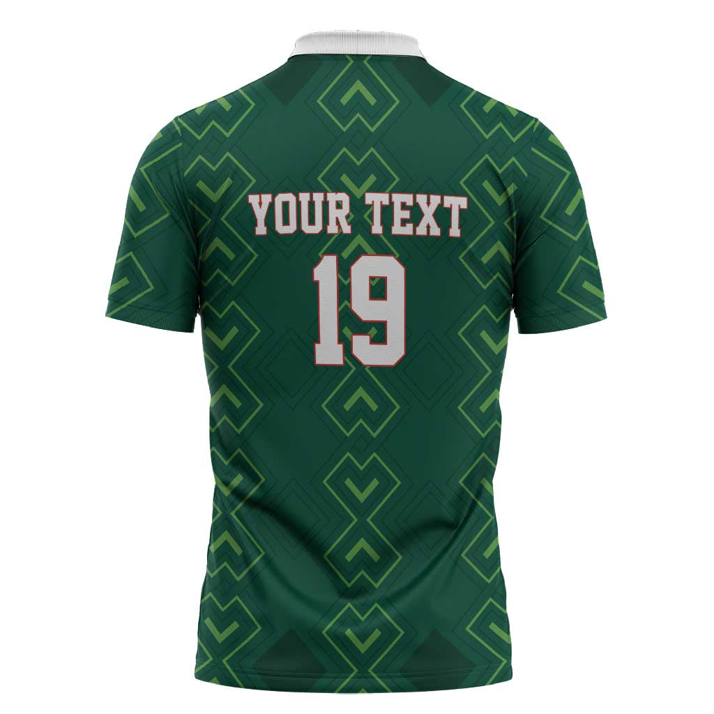 Custom Mexico Football Zipper Polo Shirt Go Champions Mexico