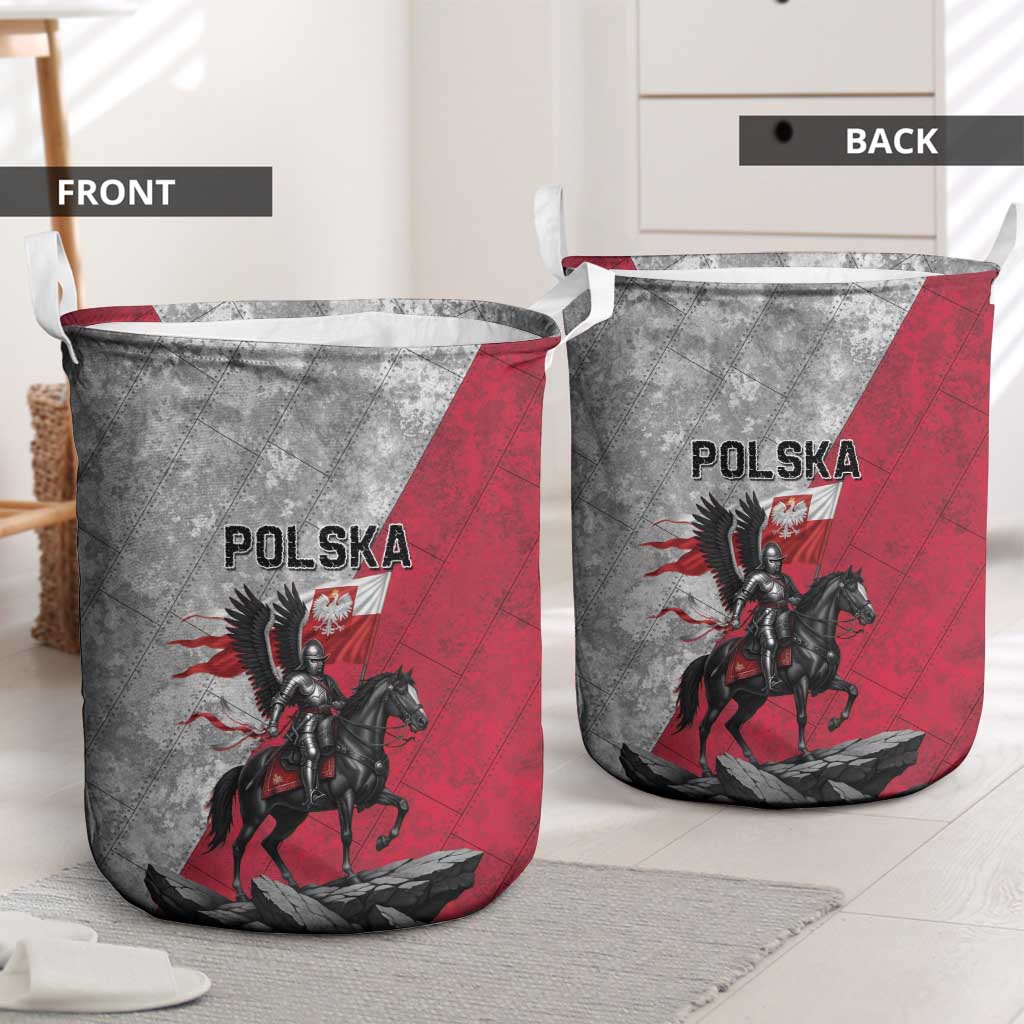 Poland Winged Hussar Warrior Laundry Basket Polska Flag Armor Spirit