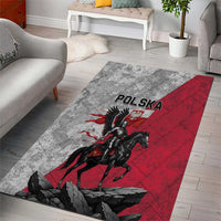 Poland Winged Hussar Warrior Area Rug Polska Flag Armor Spirit